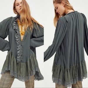 NWT Free People Size L Jeanette Tunic Pine